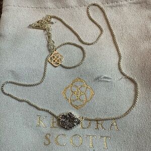 NWOT Kendra Scott Tess Necklace in Gold/Platinum Drusy